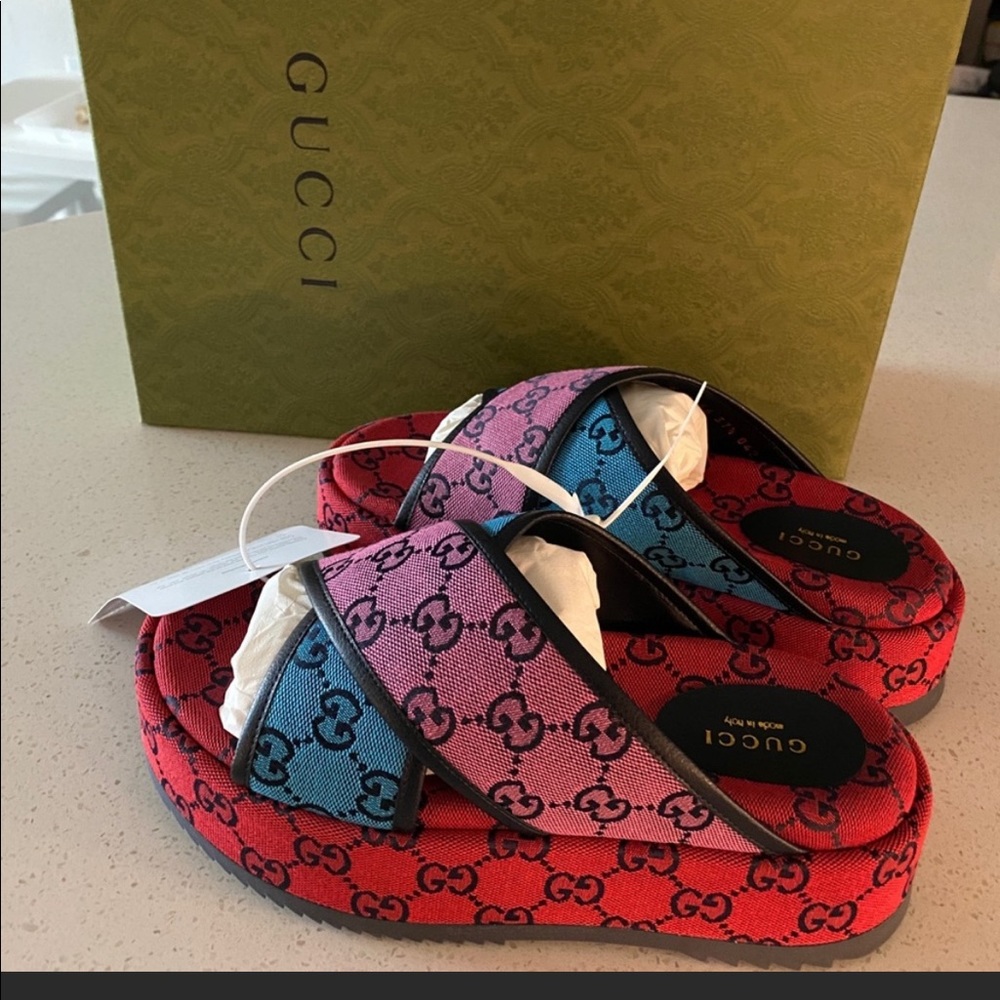 Gucci Multi-Colored Platinum Sandals